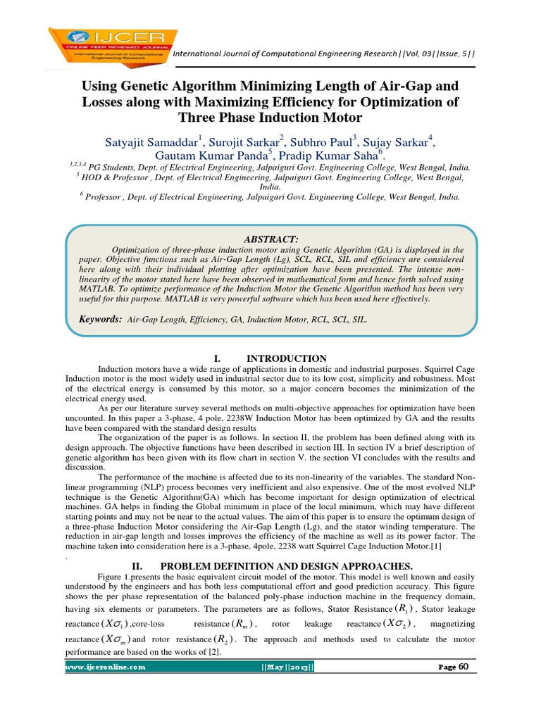 Using Genetic Algorithm Minimizing Length of Air-Gap and Losses Along ...