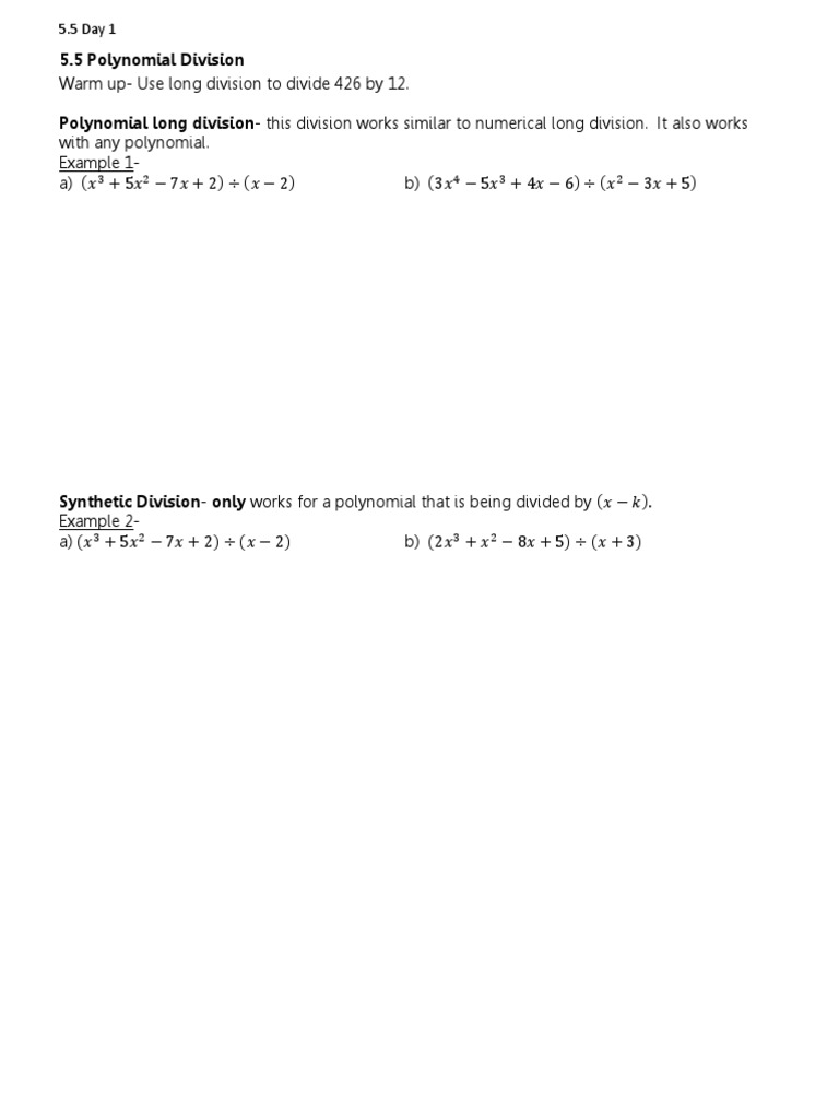 Polynomial Division Techniques | PDF | Factorization | Arithmetic