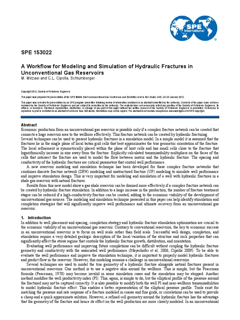 SPE 153022 A Workflow For Modeling and Simulation of Hydraulic