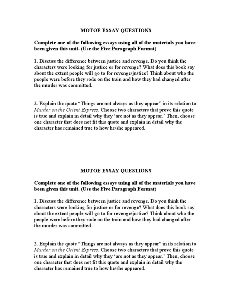 essay type of test