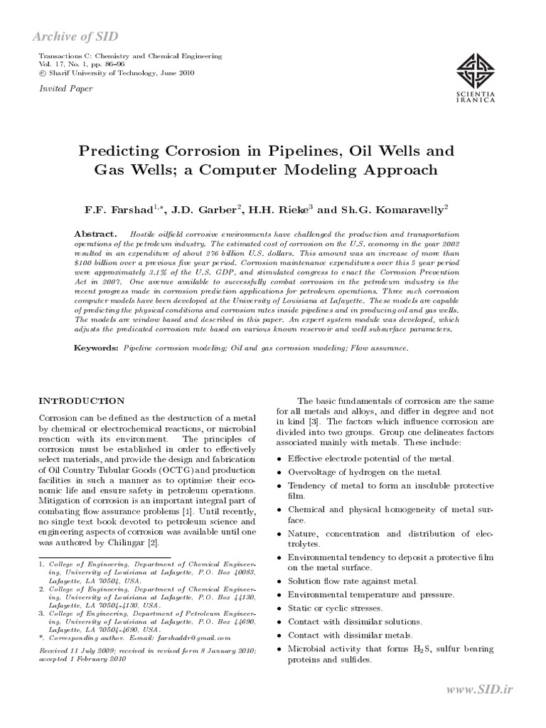 Predictive Models for Pipeline Corrosion | PDF | Technology & Engineering