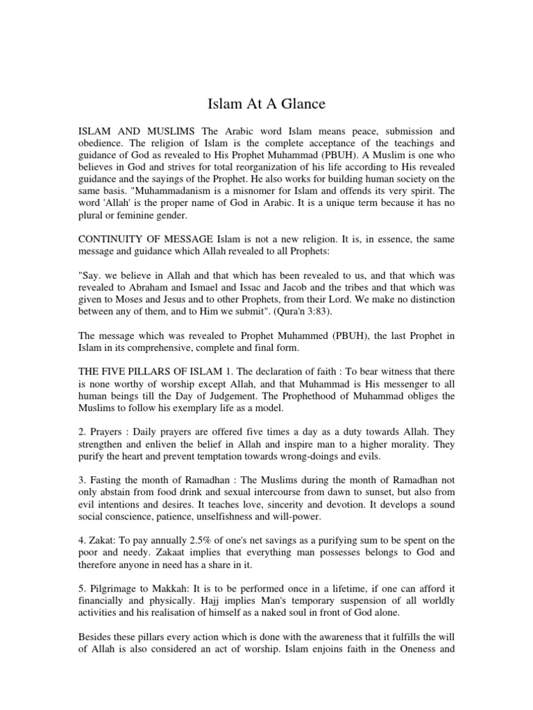 Overview of Islam and Its Teachings | PDF | Prophets And Messengers In ...