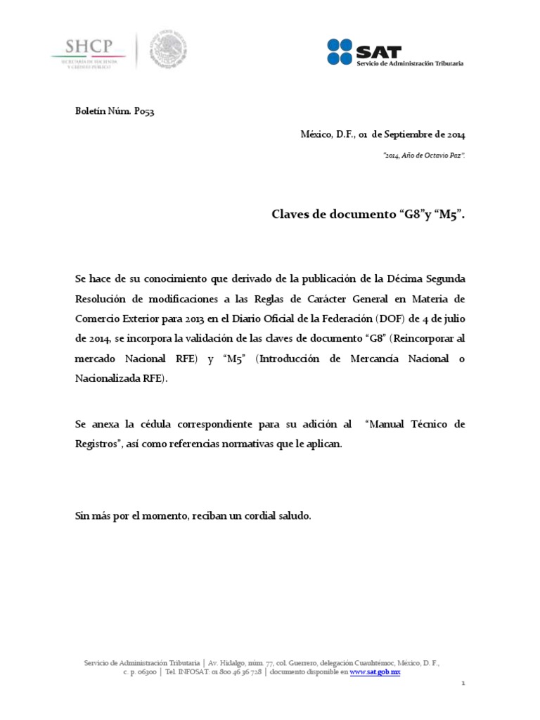 Claves de Documento G8 y M5 Descargar gratis PDF aduana El