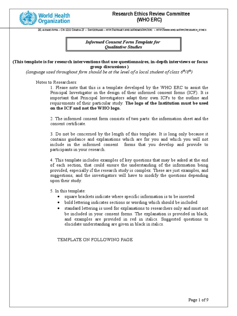 InformedConsent Qualitativestudies | PDF | Institutional Review Board |  Survey Methodology