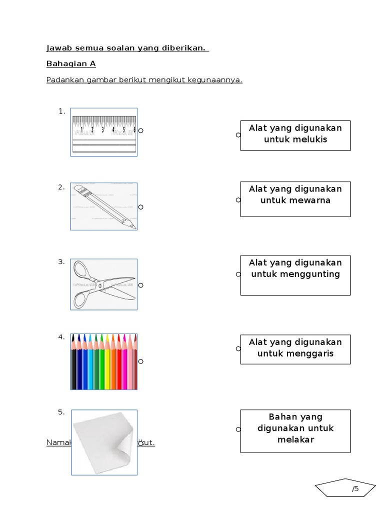 Soalan Peperiksaan KSSR Tahun 1 Dunia Seni Visual  PDF