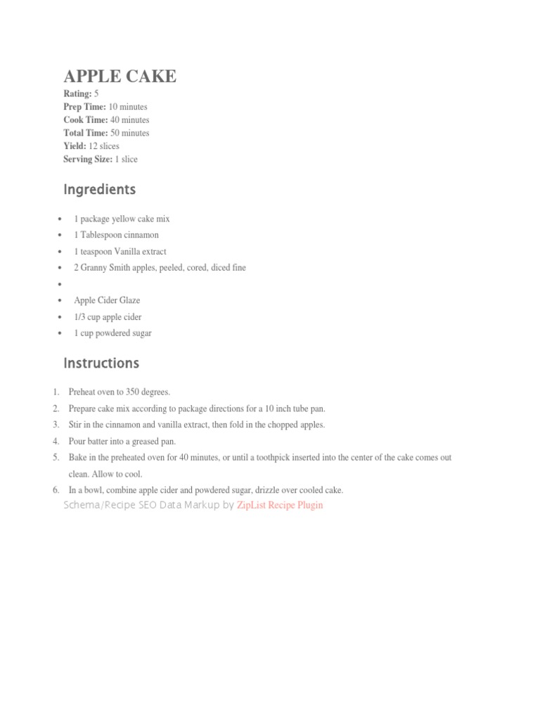 Easy Apple Cake Recipe | PDF