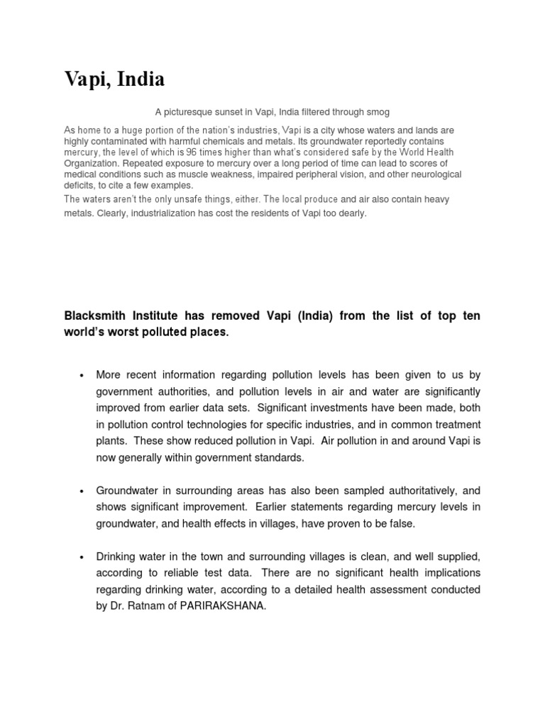 Vapi | PDF | Water Pollution | Pollution