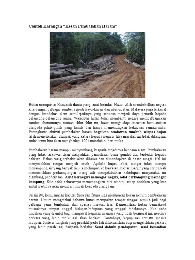 Contoh Karangan pembalakan haram.doc