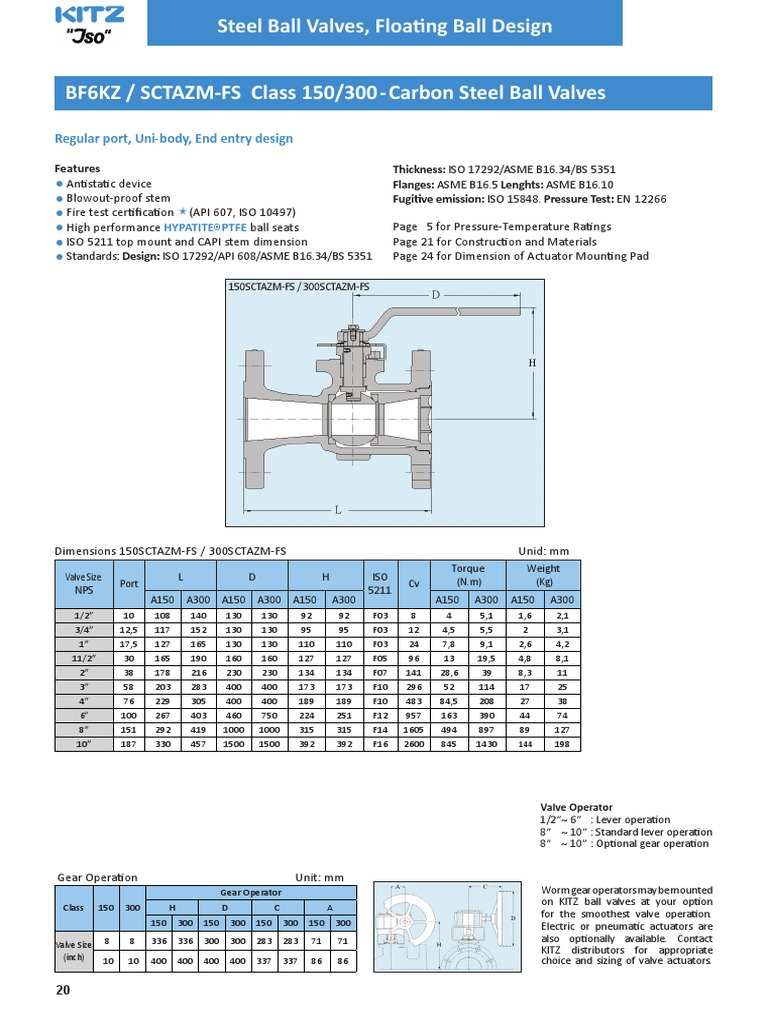Kitz BF6KZ ball valve.pdf Valve Mechanical Engineering