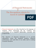 Elements of Financial Statements & The Recognition Criteria For Assets & Liabilities