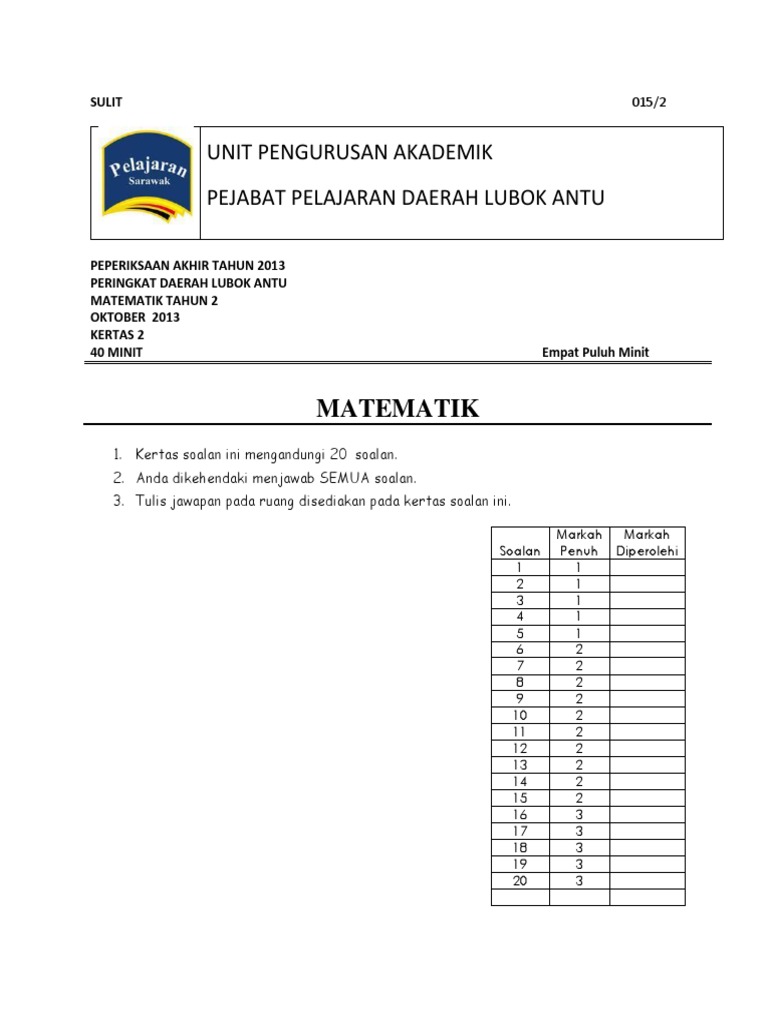 Soalan Akhir Tahun English Tahun 4 - Contoh 290917