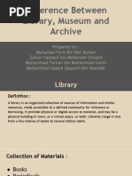 Download Presentation Difference Between A Library Archive  Museum for UiTM Assignment by Zuhair Yazdani SN246326903 doc pdf