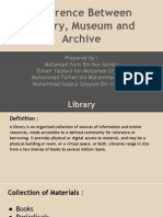 Presentation Difference Between A Library, Archive & Museum For UiTM Assignment