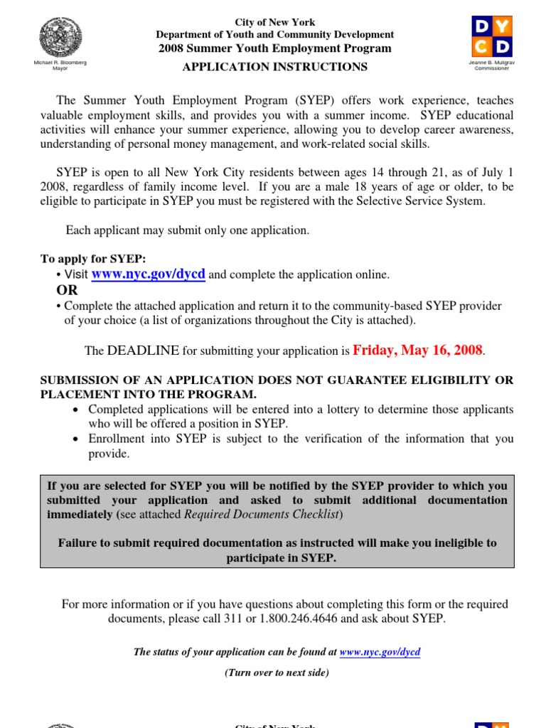 SYEP Application Download Free PDF Birth Certificate Race And Ethnicity In The United