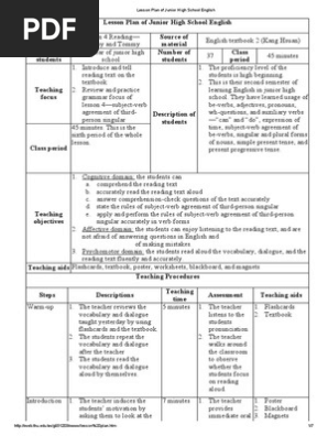 Lesson Plan of Junior High School English
