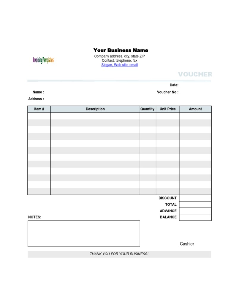 Customizable Invoice Voucher Template | PDF