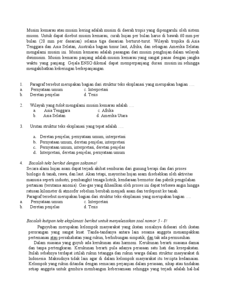 Kumpulan Soal Essay Hots Teks Eksplanasi Kelas Xi Beserta