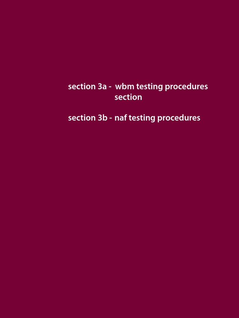 WBM and NAF Testing Procedures Guide | PDF