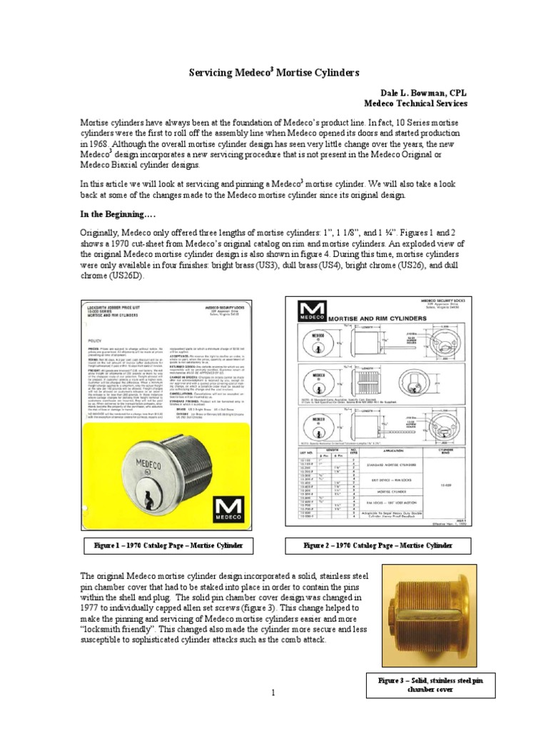 Servicing Medeco3 Mortise Cylinders | PDF | Screw | Manufactured Goods