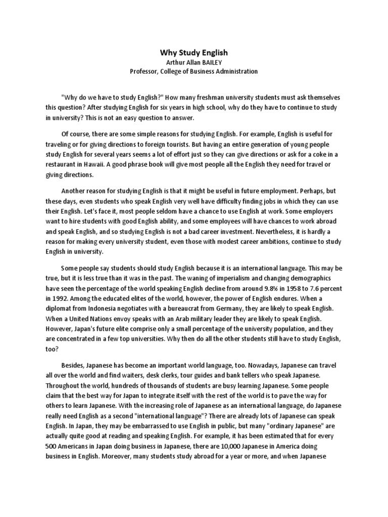 Why Study English Pdf English Language Japanese Language