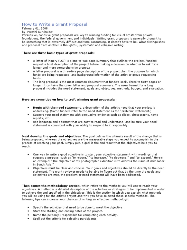 How To Write A Grant Proposal  PDF  Goal  Methodology
