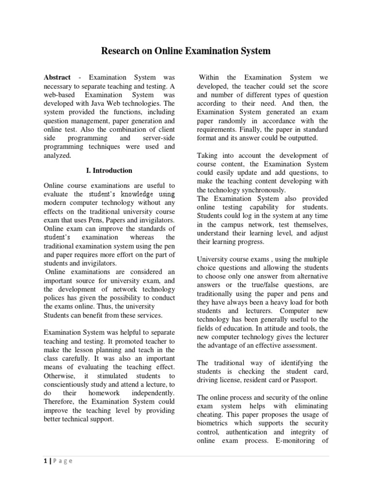 Online Examination System Overview | PDF | Standardized Tests | Biometrics