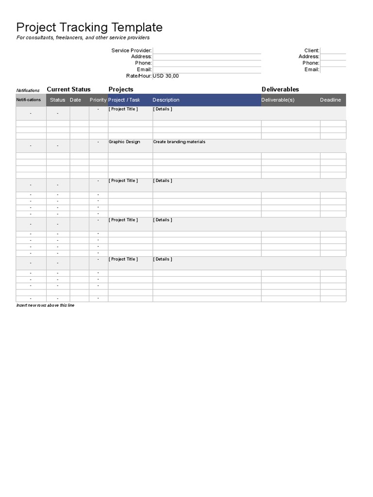 Project Tracking Template for Freelancers | PDF