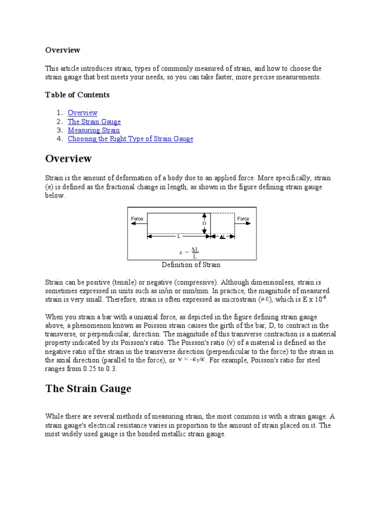 Strain Gauge | PDF | Deformation (Mechanics) | Electrical Resistance ...