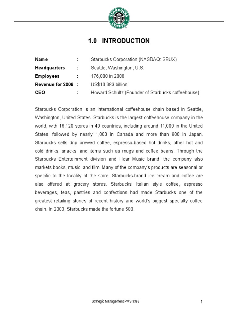 Strategic Management - Starbucks | PDF | Starbucks | Coffee