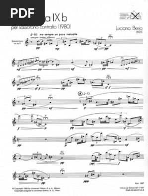 Berio, Luciano. Sequenza Ixb | PDF