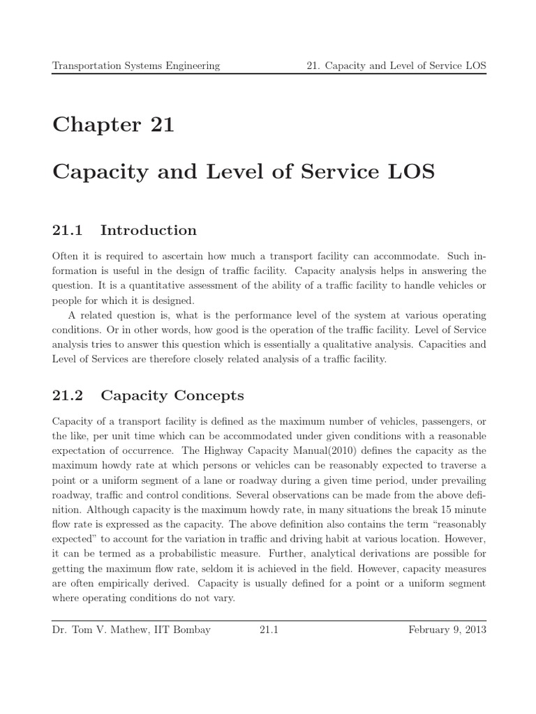 Capacity and Level of Service in Transportation | PDF | Traffic | Road ...