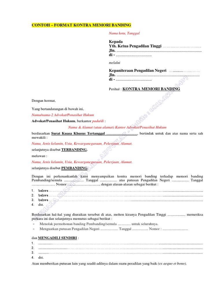 Contoh Format Kontra Memori Banding