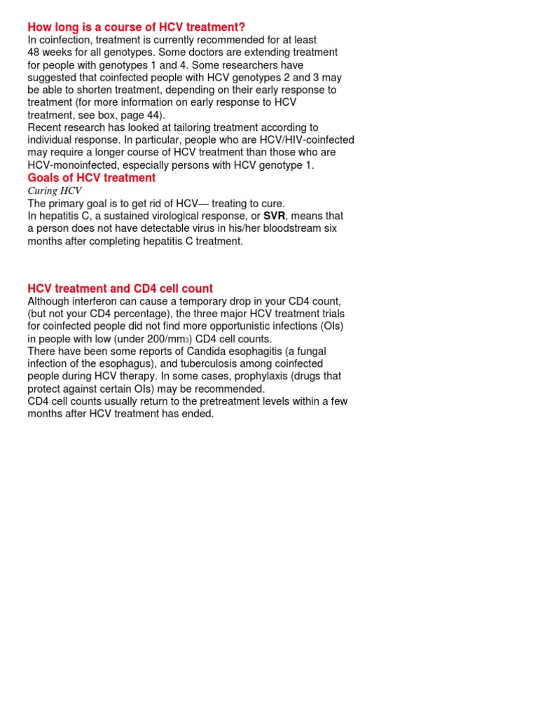 How Long Is A Course of HCV Treatment? | PDF | Wellness