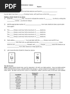 Bohr Model Activity