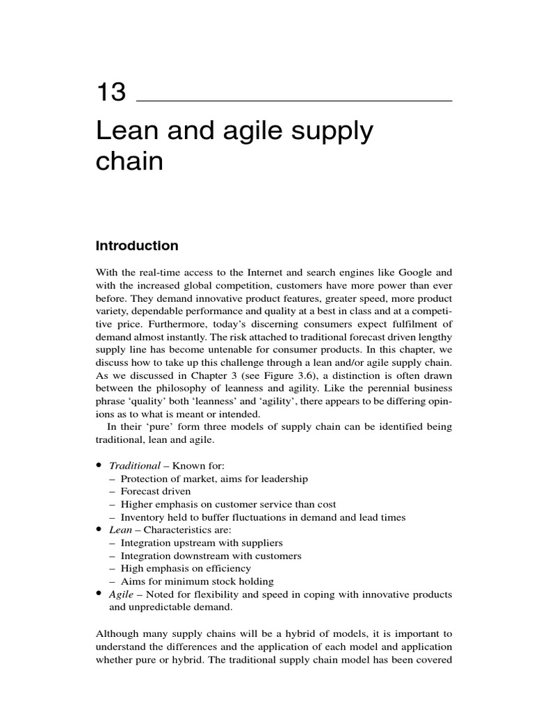Lean vs Agile Supply Chain Overview | PDF | Lean Manufacturing | Inventory