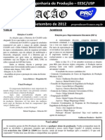 USP São Carlos - Informativo Pro-Produção Edição Especial Formandos Eng. de Produção 2012