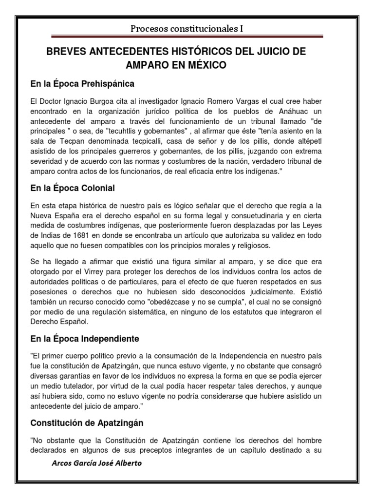Historia del Juicio de Amparo en México | PDF | Constitución | Derechos ...