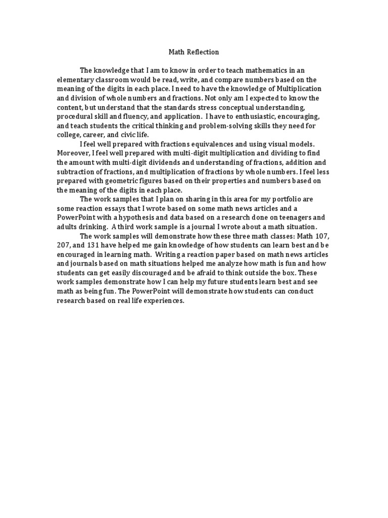 Math Reflection | Division (Mathematics) | Fraction (Mathematics)