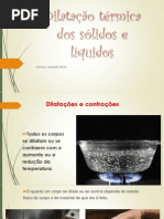 Dilatação Térmica Dos Sólidos e Líquidos