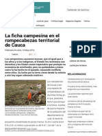 La Ficha Campesina en El Rompecabezas Territorial de Cauca