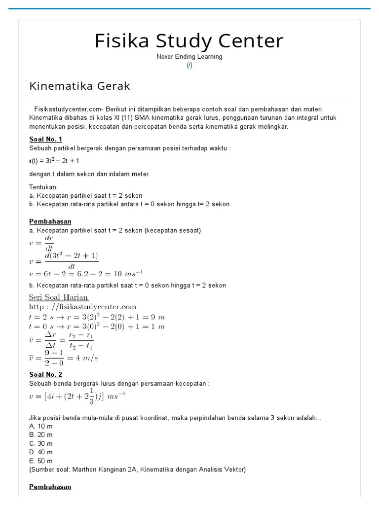 Kinematika Gerak Pdf
