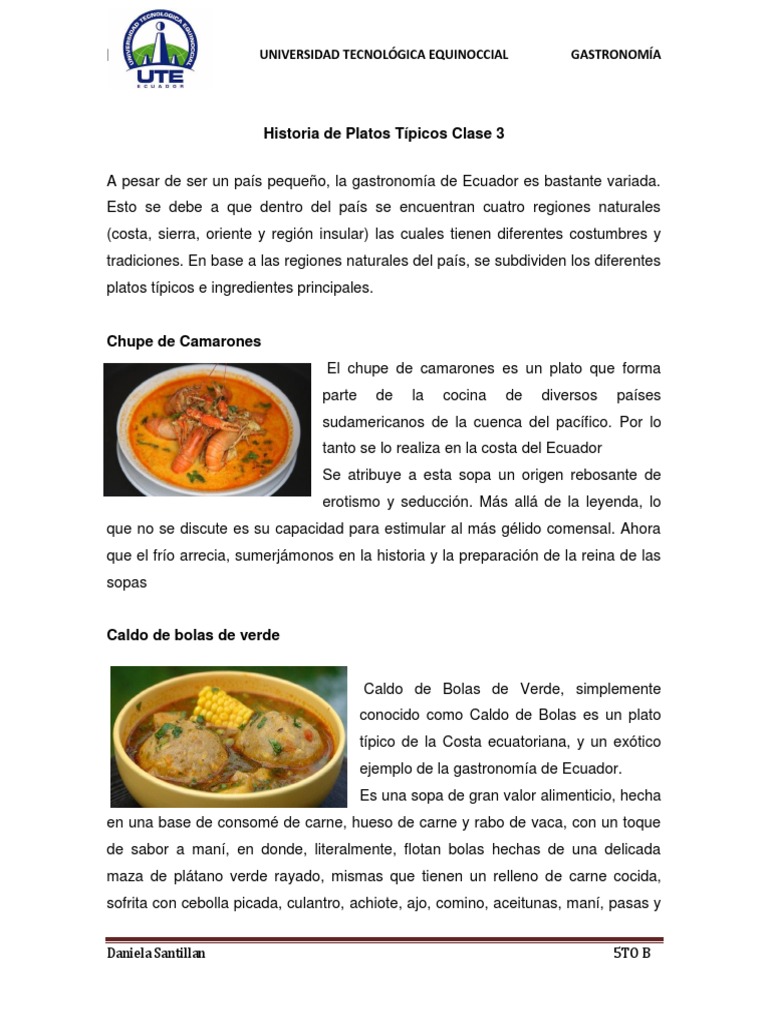 Historia Recetas Clase 3 | PDF | Sopa | Caldo