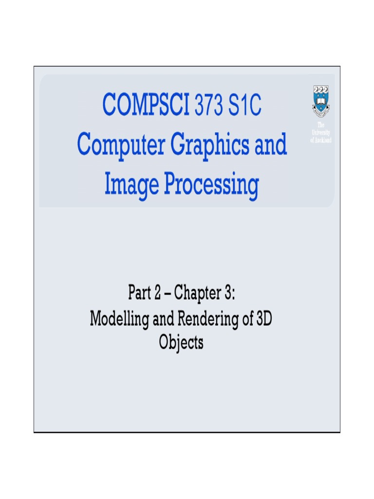 Part 2 - Chapter 3: Modelling and Rendering of 3D Objects | PDF | 3 D ...