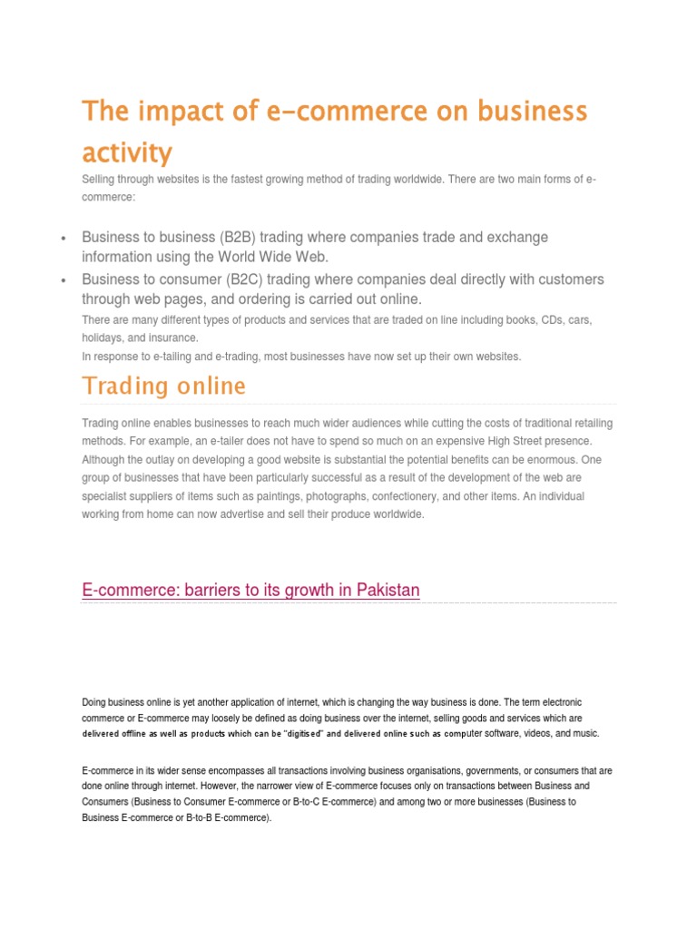 The Impact of e Commerce | PDF | E Commerce | Online Shopping