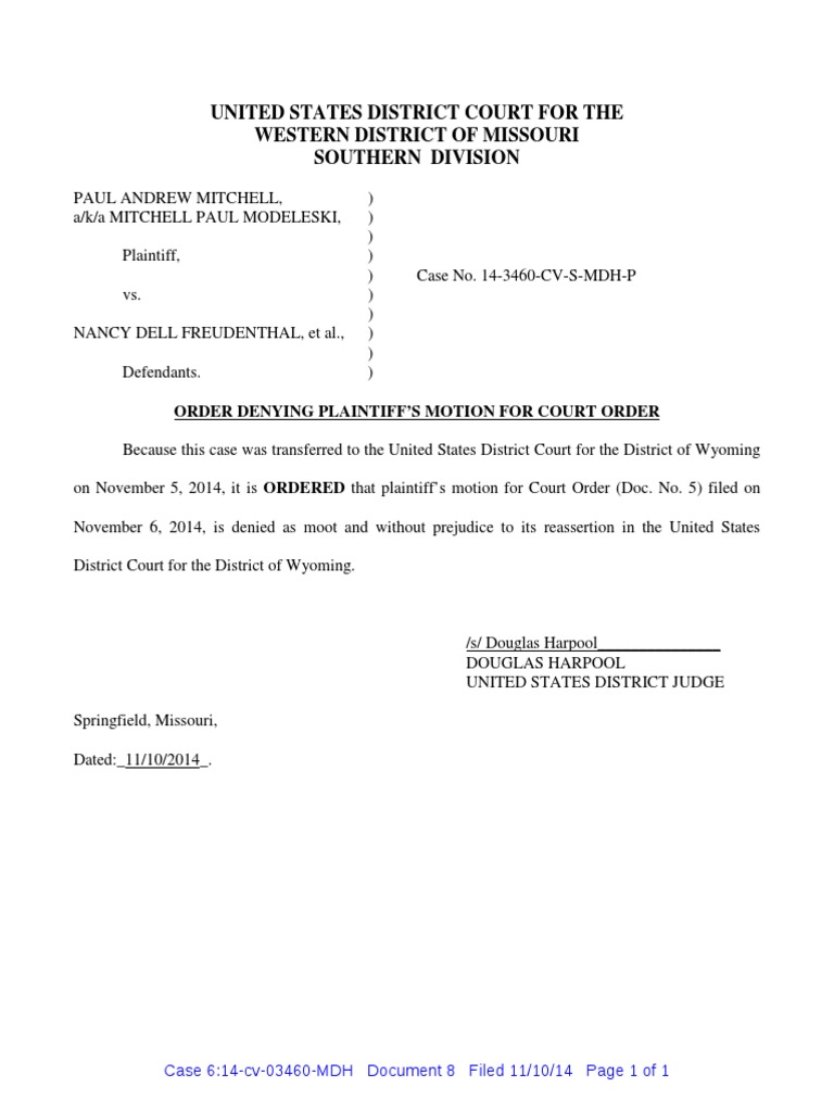 United States District Court For The Western District of Missouri