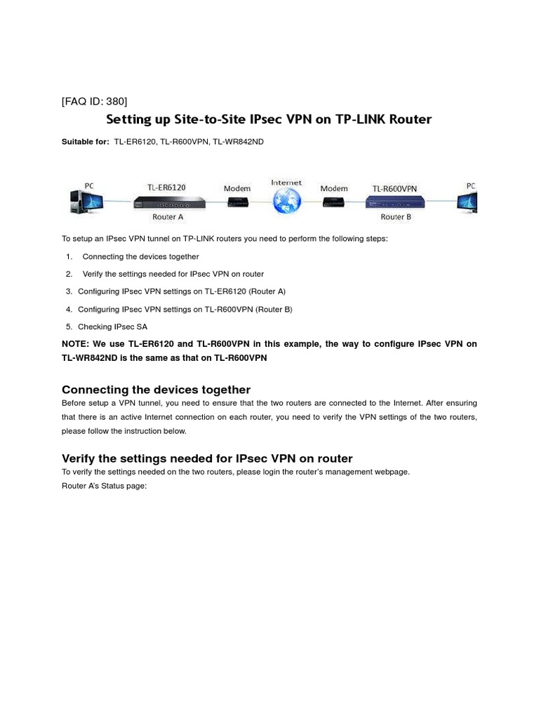 tp link site to site vpn setup