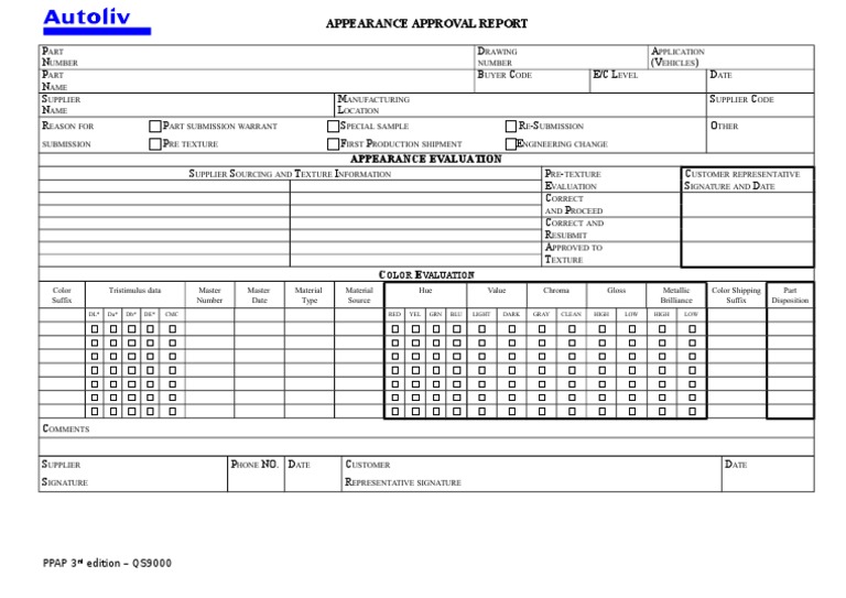 Appearance Approval Report PDF
