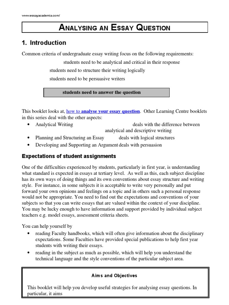 analyse essay question