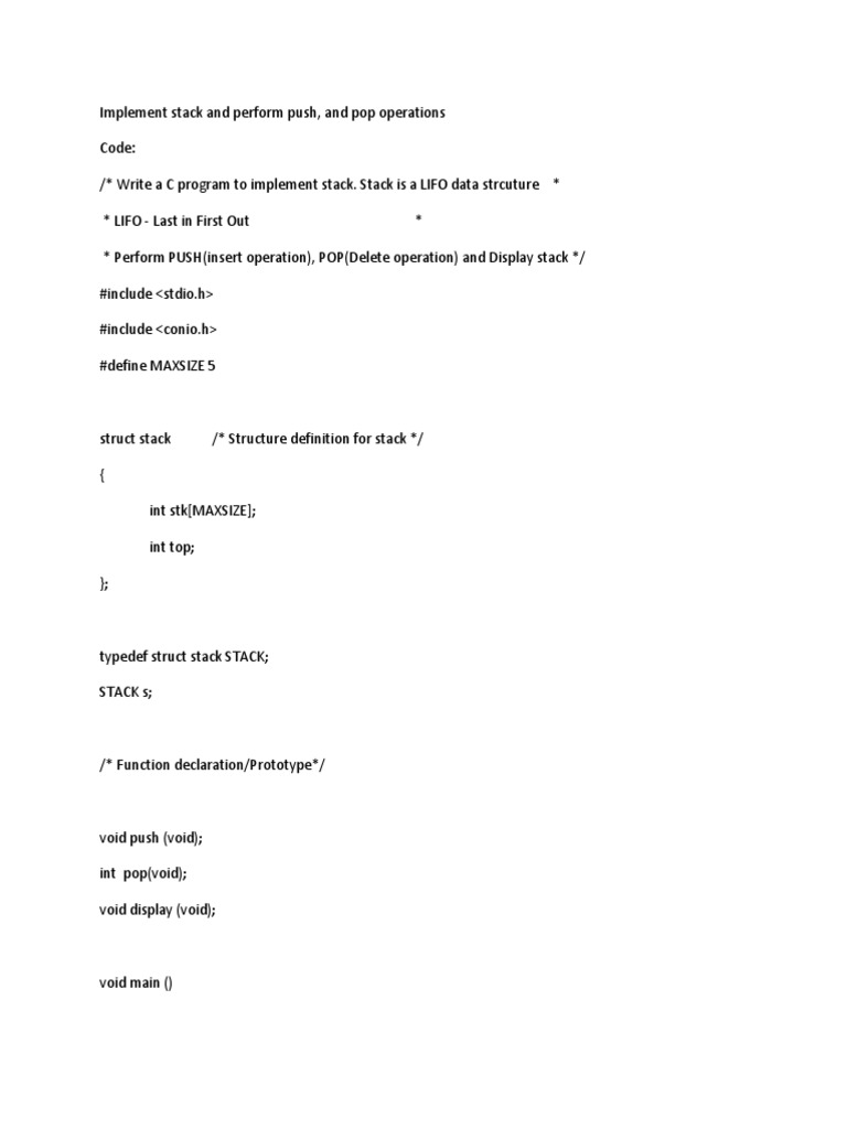 Implement Stack and Perform Push | PDF | Notation | Areas Of Computer ...