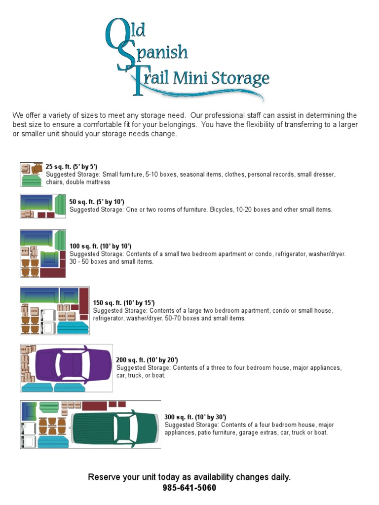 Storage Unit Size Guide and Options | PDF